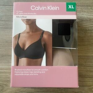 Calvin Klein Lightly Lined Wireless Bra-2 Pack-Brushed Microfiber-XL-NEW